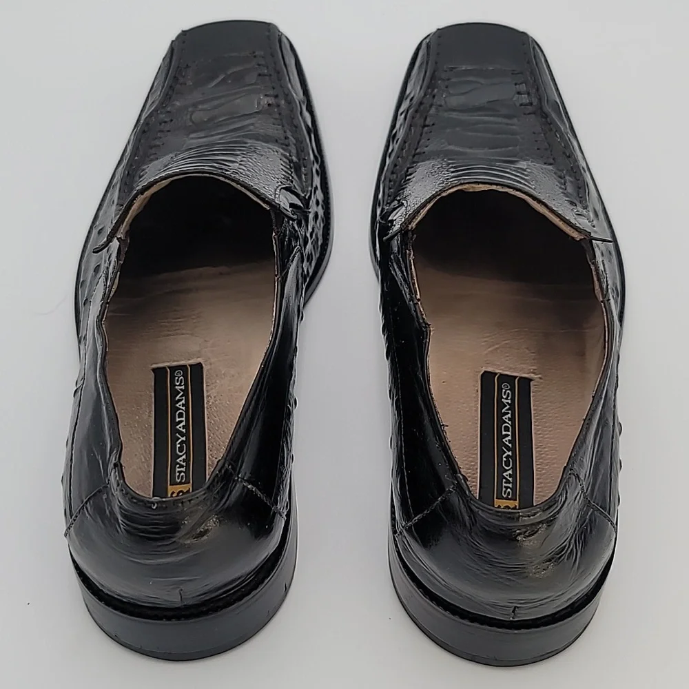 STACY ADAMS sz11 Alligator & Ostrich Leather Loafers Chisel Toe